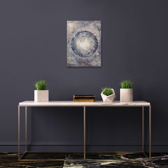 “Moon Box”, Acrylic on Canvas & Cardboard, 16x20