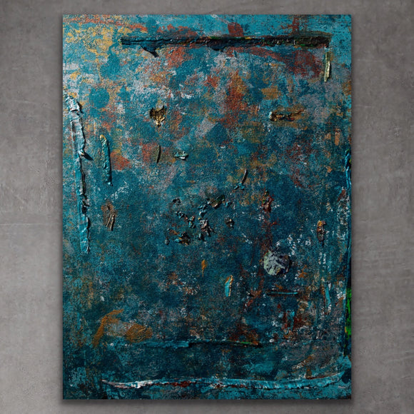 “Fragment of a Rusted Interior Magnified”, Acrylic on Canvas, 16x20