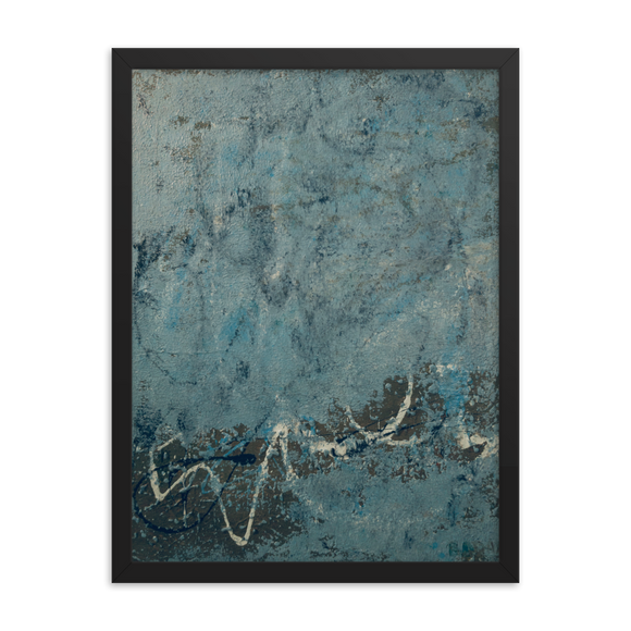 “Blue Concrete Abstract #2” Framed poster