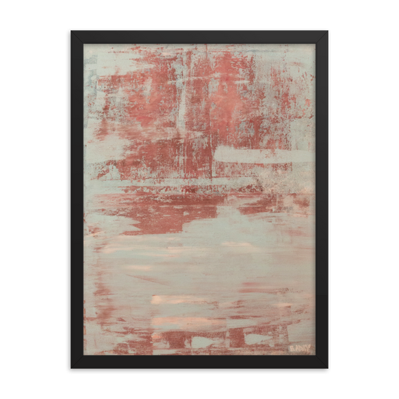 “Red & Blue Concrete Abstract #1” Framed Poster